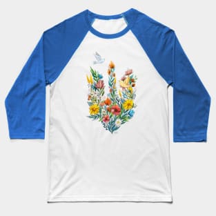 Ukrainian Floral Trident Baseball T-Shirt